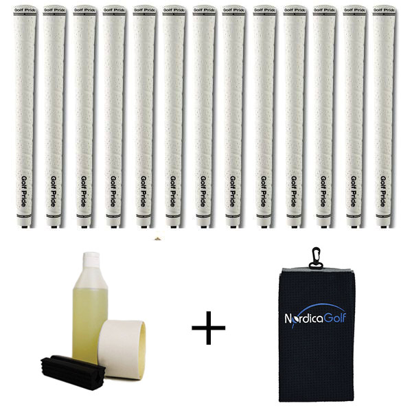 Golf Pride Tour Wrap 2G Midsize White Grippipakkaus- 13 grippiä, rubber vice clamp, neste, teippi, pyyhe