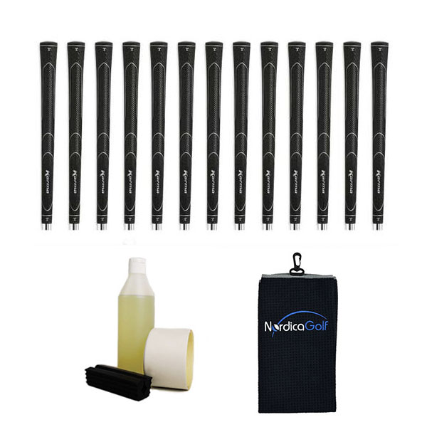 Karma Super Light Jumbo Black Ribbed Grippipakkaus- 13 grippiä, rubber vice clamp, neste, teippi, pyyhe