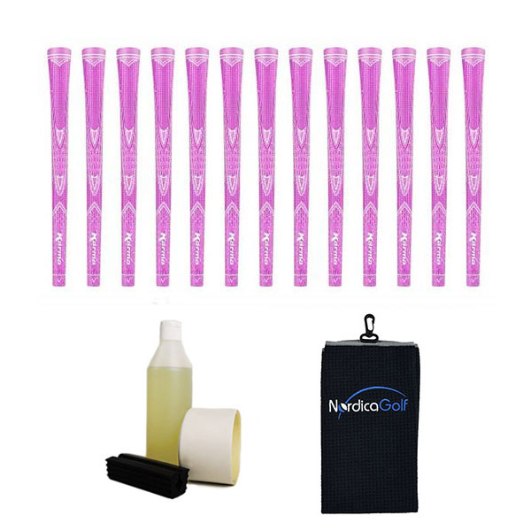 Karma Sparkle Undersize Pink 0.560" Grippipakkaus- 13 grippiä, rubber vice clamp, neste, teippi, pyyhe