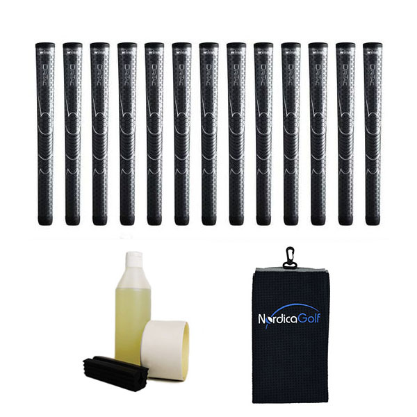 Winn DriTac Jumbo Dark Grey Grippipakkaus- 13 grippiä, rubber vice clamp, neste, teippi, pyyhe
