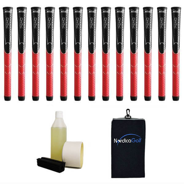 Winn DriTac Black/Red Grippipakkaus- 13 grippiä, rubber vice clamp, neste, teippi, pyyhe